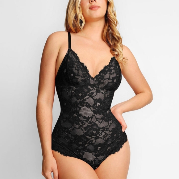 Popilush Lace Smooth Firm Control Thong Bodysuit - Picture 1 of 5